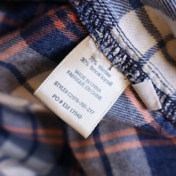 CLOTH & STONE Plaid Button Up Shirt Blue Collared Long Sleeve Women's M - Picture 10 of 11